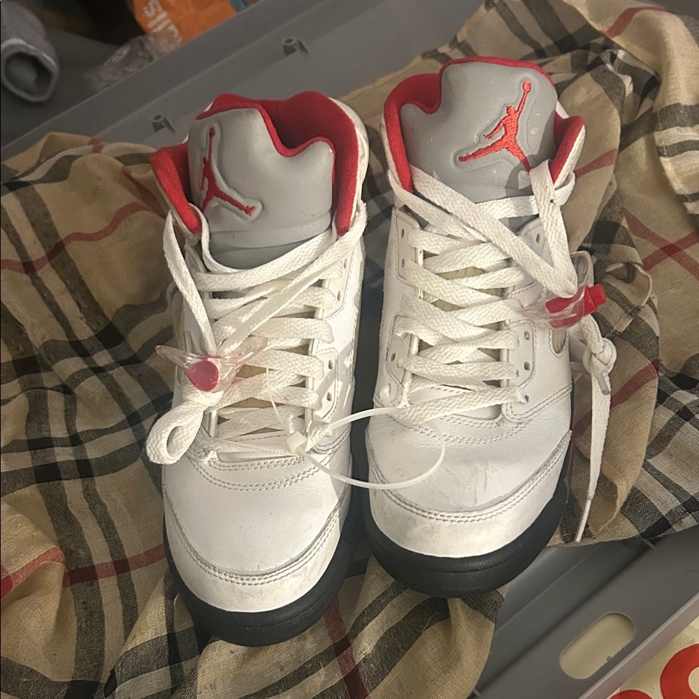 Jordan Kids White and Red Sneakers